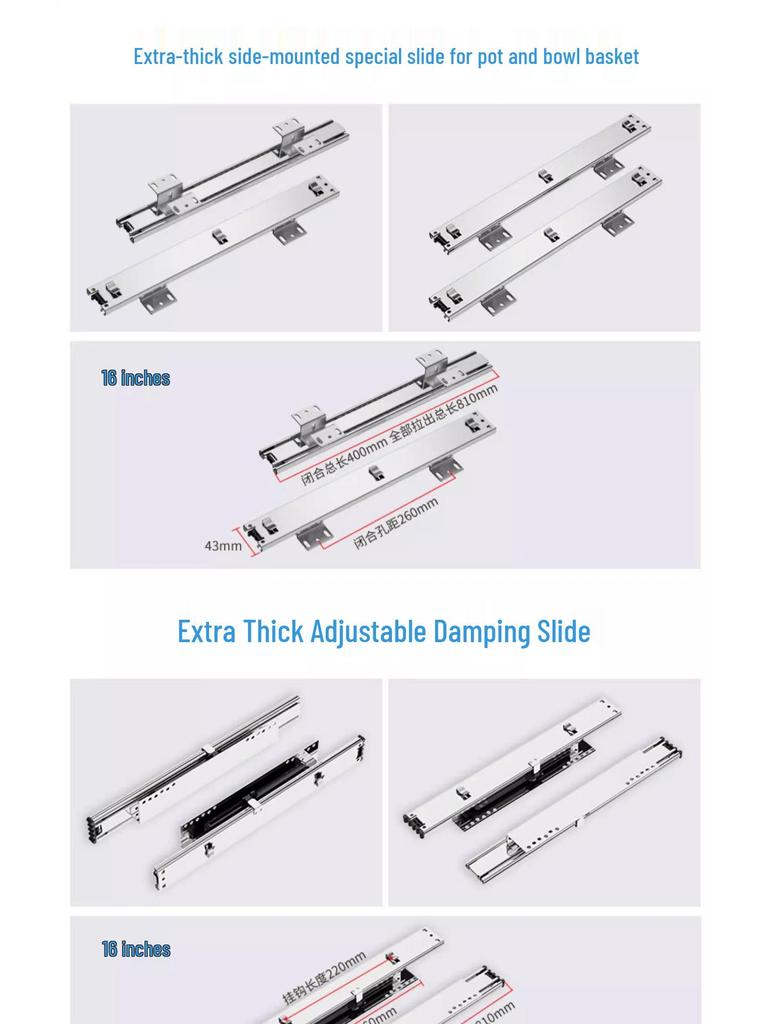 Adjustable Kitchen Drawer Slide: Three-Section Pull-Out Basket Rail for Cabinets