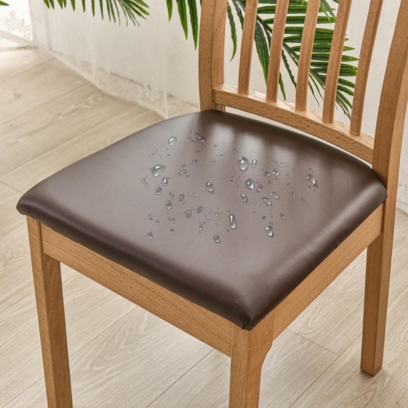 

1 шт. Чехлы на подушки для стульев, Чехлы для обеденных стульев, Водонепроницаемые чехлы на сиденья, Кухонные из ПУ кожи, Квадратные съемные для отеля, Подходят для 36-48 см кофейный
