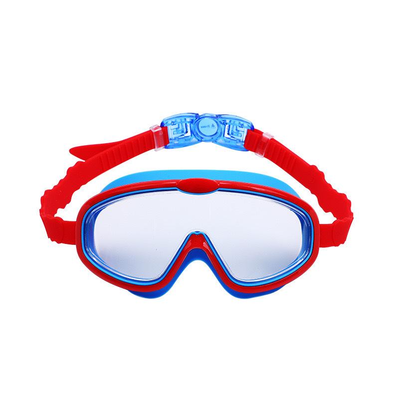 Children's Silicone Large Frame Fashionable Waterproof Anti-Fog High-Definition Swimming Goggles for Boys and Girls, Full Vision Protective Eyewear