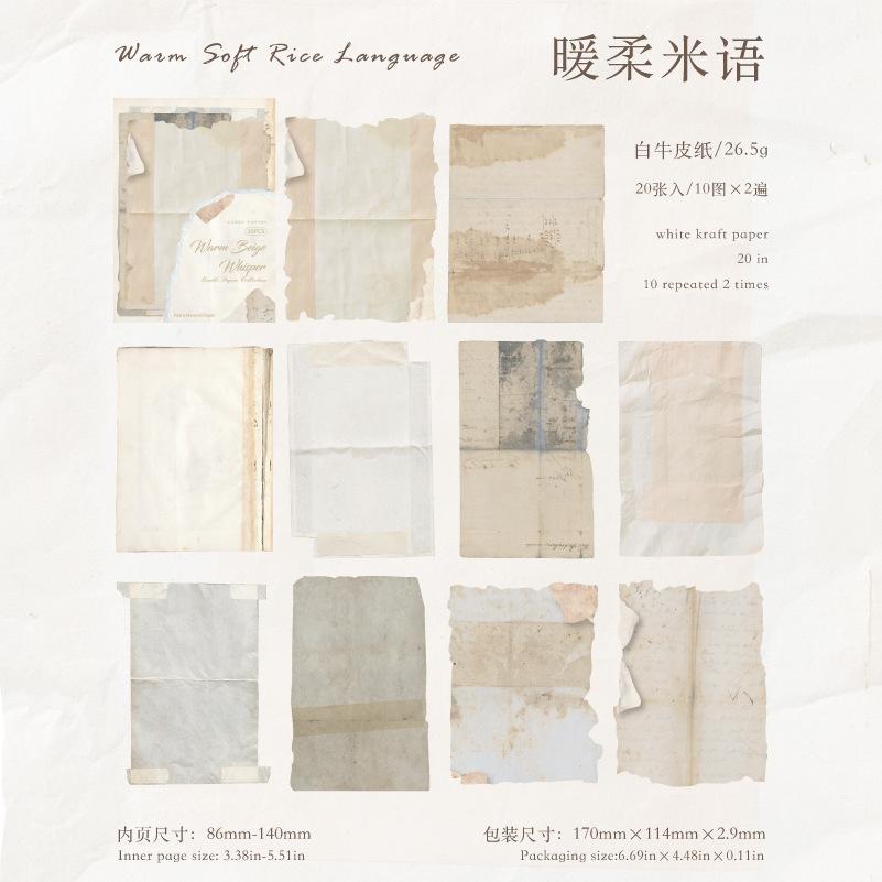 

20-Sheet Classic Irregular Cut Paper Decor, Elegant Mixed Pattern & Tactile Surface, Easy to Paste for Handmade Cards