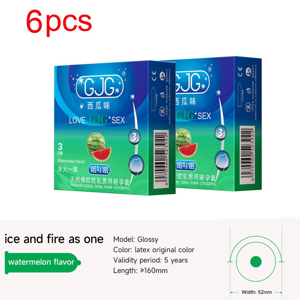 Ultra-thin Condom Lubrication Watermelon Natural Latex Condom 52mm Flavor Bump Thread Safe Sex Sex Product for Male