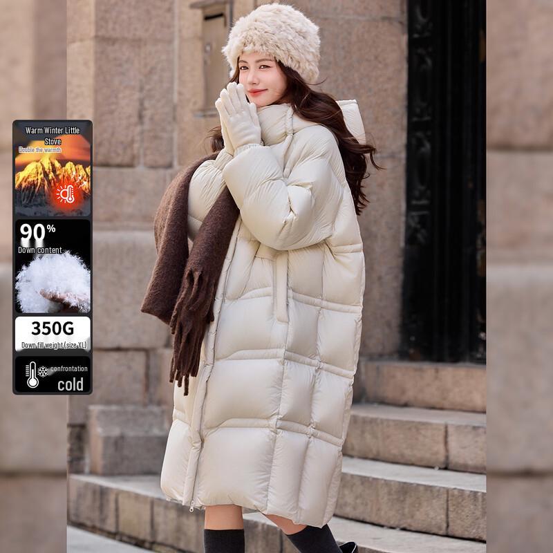 Bailuyu Damen Lang 90% Entendaunen 3-Proof Stehkragen Wintermantel