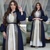Middle East Indonesia Robe Fashion Sequin Embroider Sleeveless Maxi Dress Two-piece Set Puff Sleeve Dress Dress