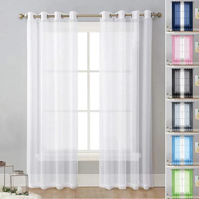 Cortinas transparentes modernas brancas/pretas/cinzas para sala de estar, cortina de tule de fio transparente sólido para janela, cozinha, decoração simples para casa