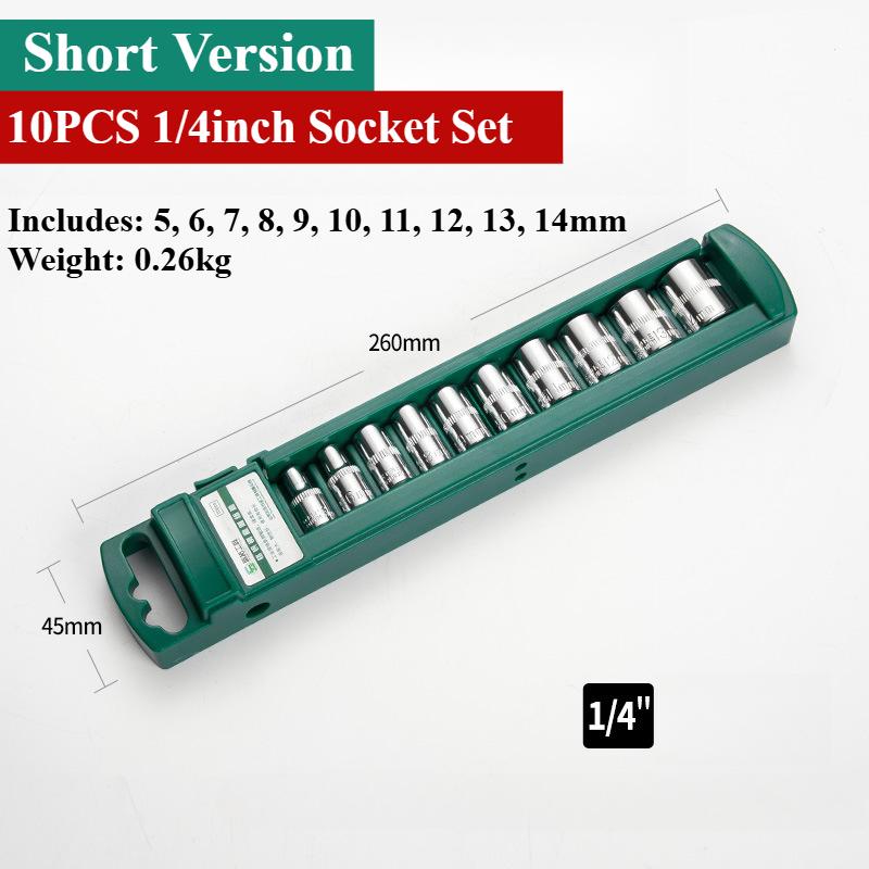 

Hex Socket Wrench Head Set 1/4 3/8 1/2 Short Long Socket Deep Nut Driver Sleeve Spanner End Ratchet Tool With Holder