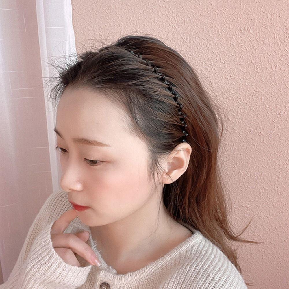 Double Layer Wave Shape Headband Cross Men Hair Bands Fashion Thin Metal Hair Hoop  Children