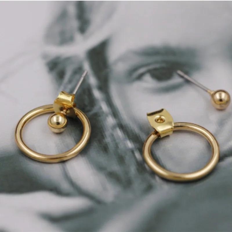 Fashion Bohemian Vintage Earrings Jewelry Cute Gold Color Geometric Round Metal Stud Best Gift For Women Wholesale 2024 золотой