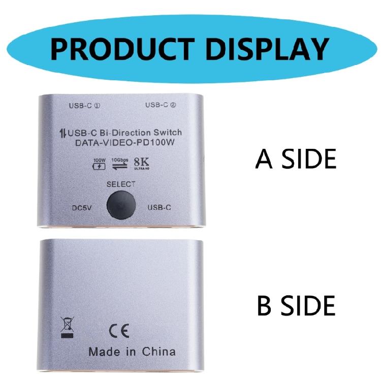 8K USB C KVM Switcher BiDirectional USB C Switcher for 2PC Easy 1 Key Switching 2 In 1Out & 2 in 1Out 3440x1440