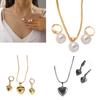 Elegant Pearls/Heart Jewelry Set For Women Dainty Necklace And Earrings Accessories For Weddings Parties Daily Wear