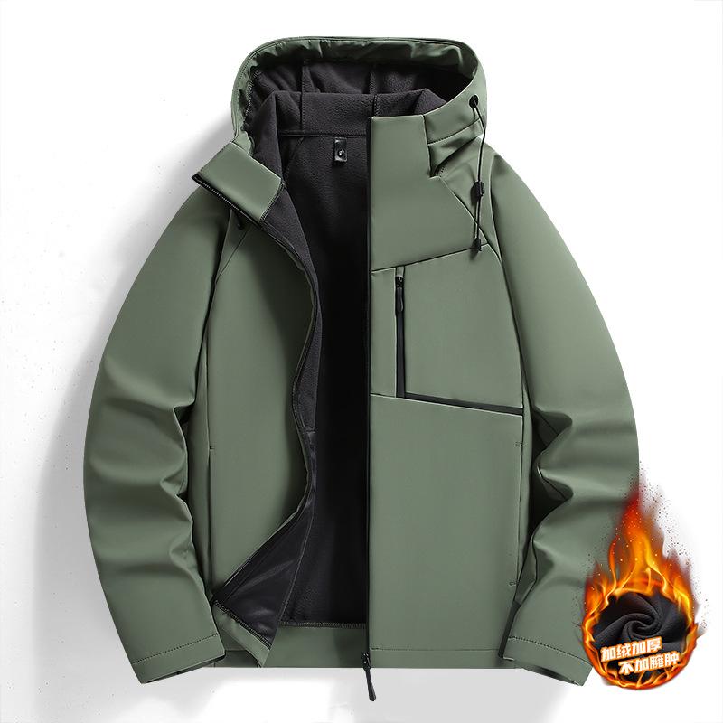 Winter Hooded Waterproof Softshell Jacket: Velvet-Lined Couples' Outdoor Sportswear for Men and Women