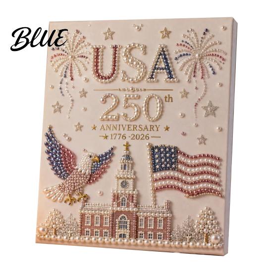 American Flag Painting 250th Anniversary Pearl Kit USA DIY Art Patriotic Craft Kit Set Bead for Beginners Adults Relaxation