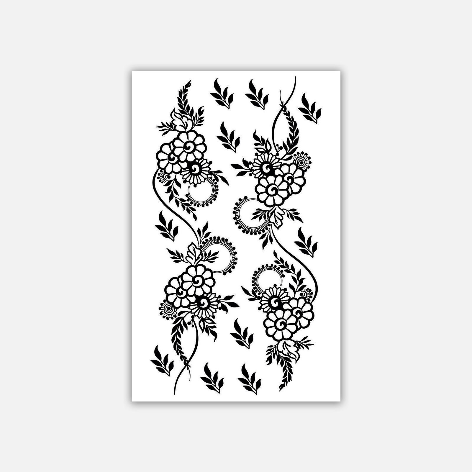 Herbal Juice Semi-Permanent Flower Totem Back Of Hand Holiday Tattoo Sticker 12*19