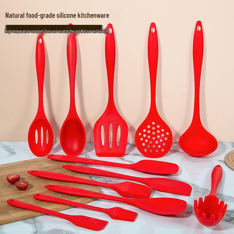 12-Piece One-Piece Silicone Kitchen Utensil Set - Food Grade Spatula, Spoon & Shovel