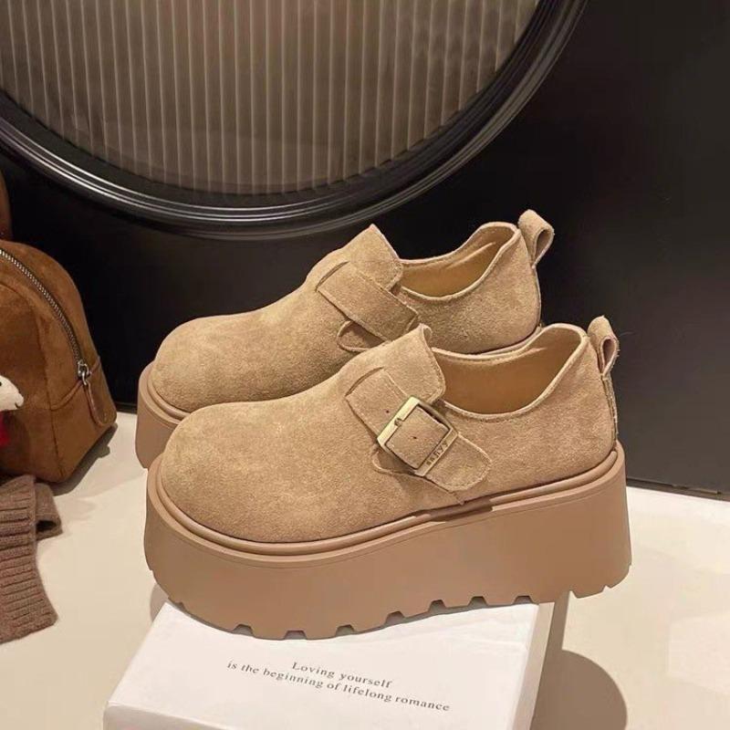 Height-increasing thick-soled muffin autumn new pedal small retro single shoes