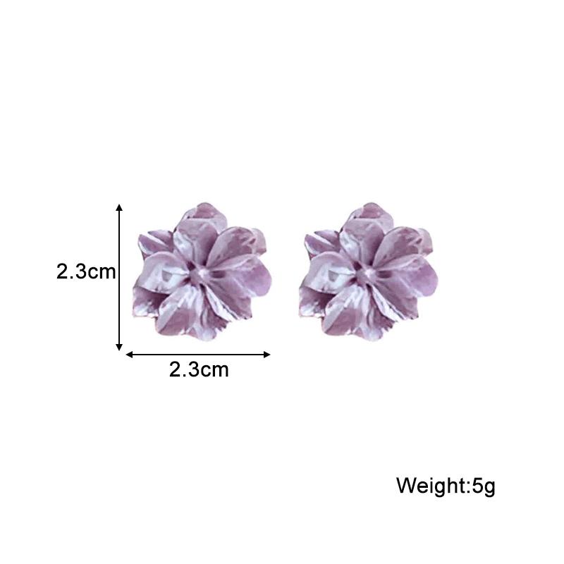 Exquisite Big Purple Flower Stud Earring for Women French Retro Elegant Japanese Sweet Resin Ear Wedding Party Jewelry