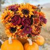 1/4PCS Artificial Flowers Silk Holding Sunflowers Festival Wreath Wedding Bouquets Home Room Arrangement Vases Window Sill Decor