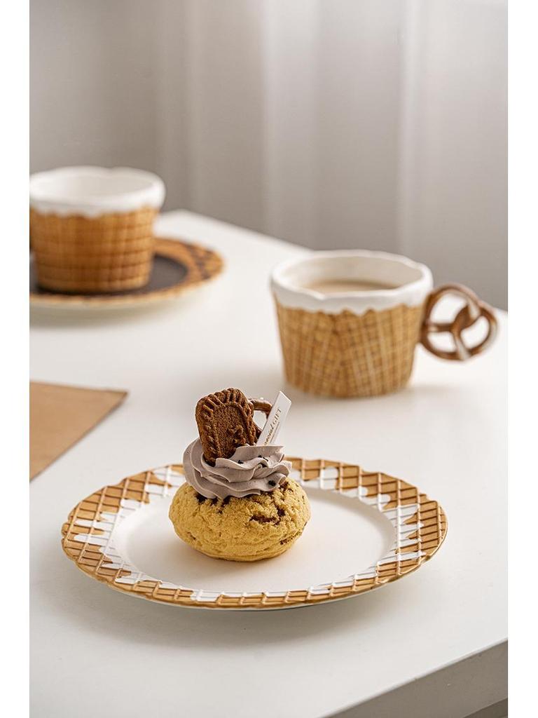 Cute Korean-Style Ceramic Mug & Cookie Series Tableware Set: Coffee Cup, Breakfast & Dinner Plates, Dessert Plate
