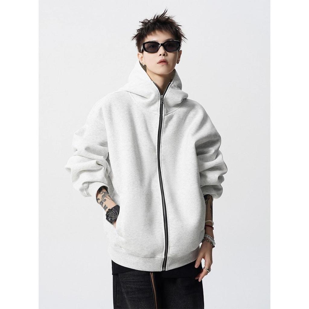Unisex Heavyweight Hooded Sweatshirt – Spring/Autumn High-End Loose Fit Cardigan