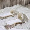 Fashion Low Heel Slippers Summer New Square Head Open Toe Crystal Buckle Set Foot Anti-slip Wear-resistant Square Heel Shoes