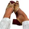 F Sommer neues Produkt dicker Absatz mittlerer Absatz große Größe eckige Spitze seitlich offene Sandalen Damen