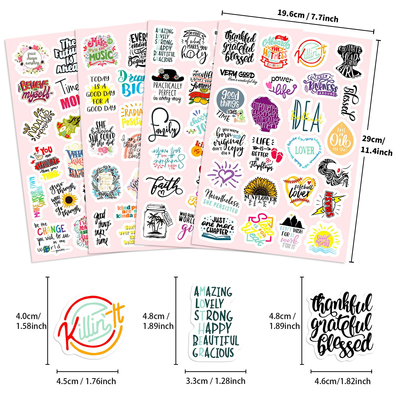 

100 наклеек Вдохновляющие фразы Граффити Наклейки Блокнот Мобильный телефон Наклейки для стакана с водой Английское вдохновляющее украшение 4 листа/