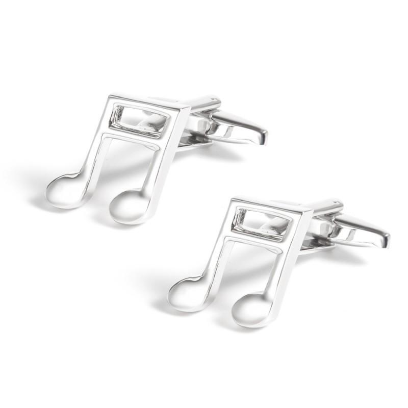 Music Note Electroplated Silver Metal Cufflinks Men s French Pure Natural