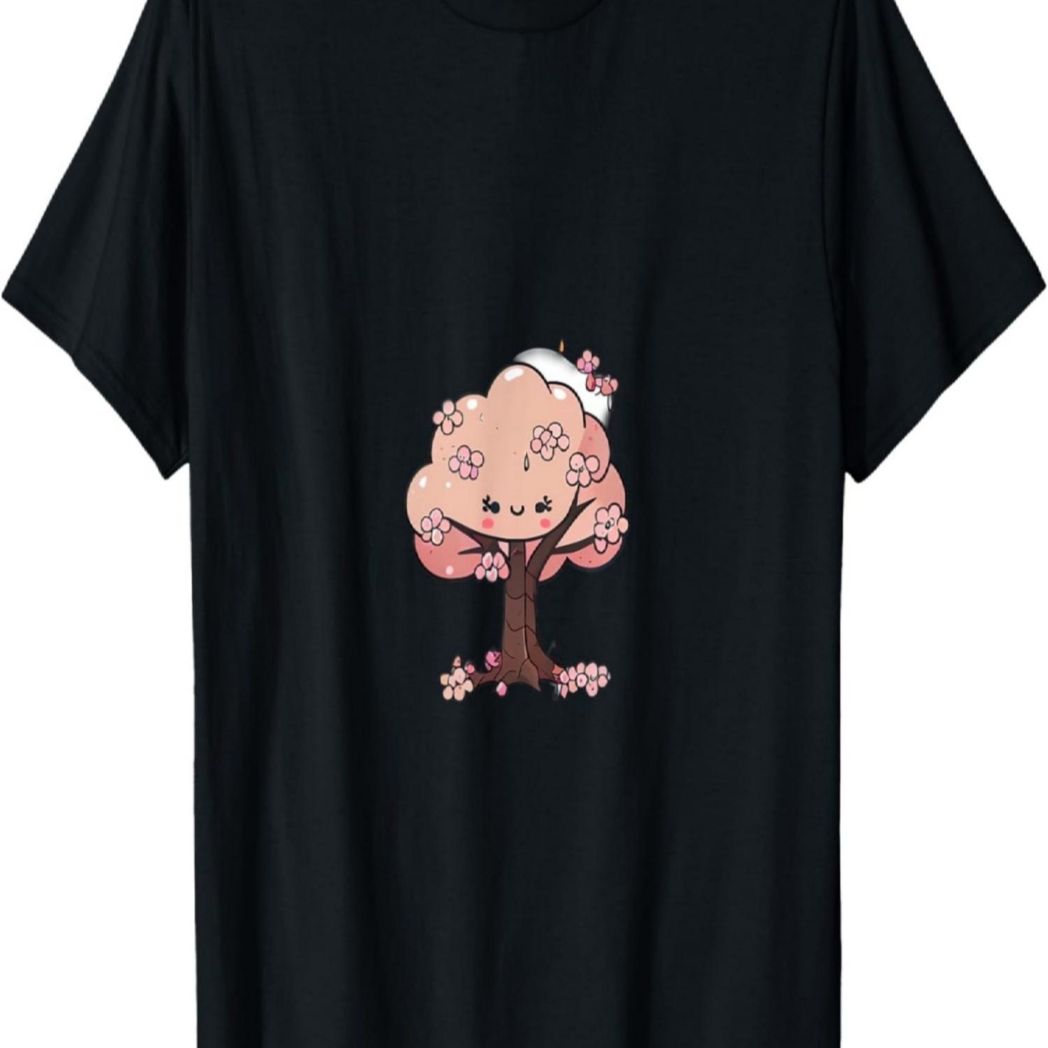 Kawaii cute lady face cherry blossom cartoon tree sakura T-Shirt S