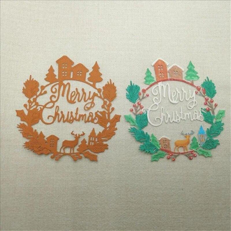 1PC Merry Christmas Cutting Die Scrapbooking Stencil Template for DIY Embossing Paper Cut Frame