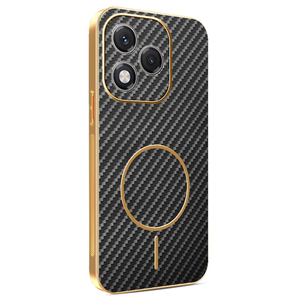 For Honor 400 Lite 5G Phone Case Carbon Fiber Textured Electroplated TPU Back Cover