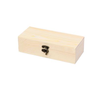 Handcrafted Pine Wood Jewelry Box with Locking Clasp and Hinged Lid for Desktop Organization of Small Accessories