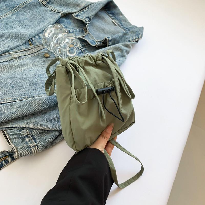 Trendy Korean Canvas Bucket Bag For Women Vintage Chic Summer Shoulder Bag