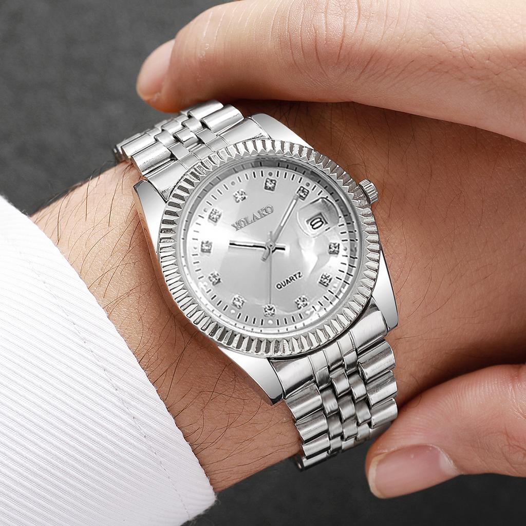Luxury Men Business Watches Fashion Rhinestone Women Quartz Watch with Calendar Clock Gift