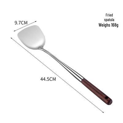 ZISIZ 304 Edelstahl Eichenholz Wok-Spatel Set