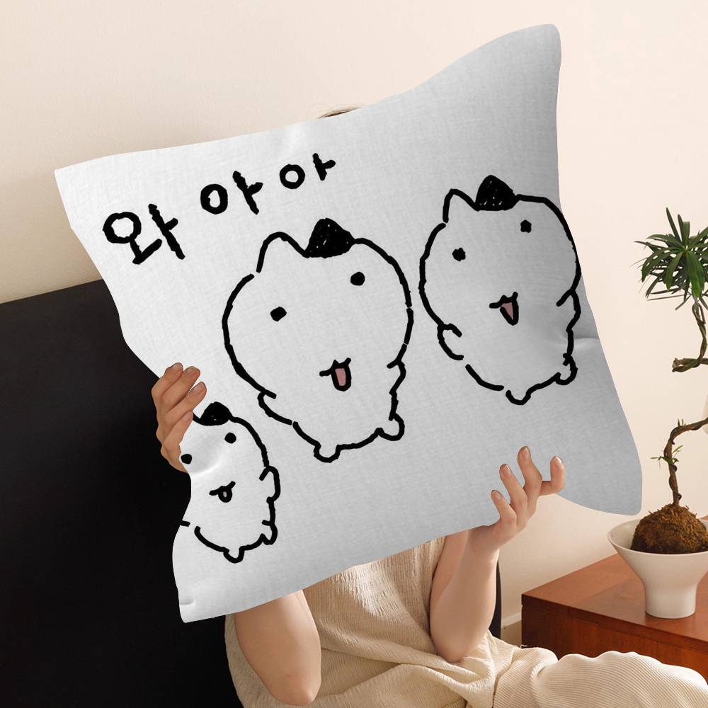 N-Neujeok Pillow Covers Cartoon Sofa Decorative Home Double-sided Printing Short Plush Cute Cushion Cover
