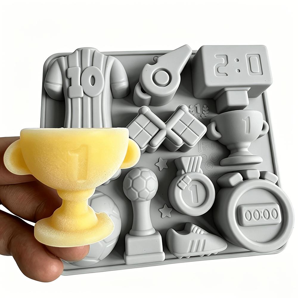 1Pc Soccer Theme Silicone Candy Chocolate Mold with Trophy Jersey Shoe Ball Score Stopwatch Whistle Shapes for Cake Decor