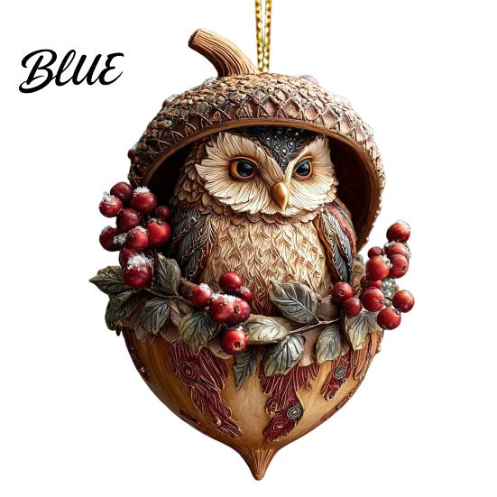 Festive Tree Ornament Forest Animal Acorn Hanging Ornament 2D Acrylic Flat Printed Decor for Christmas Woodland Creature Pendant Holiday