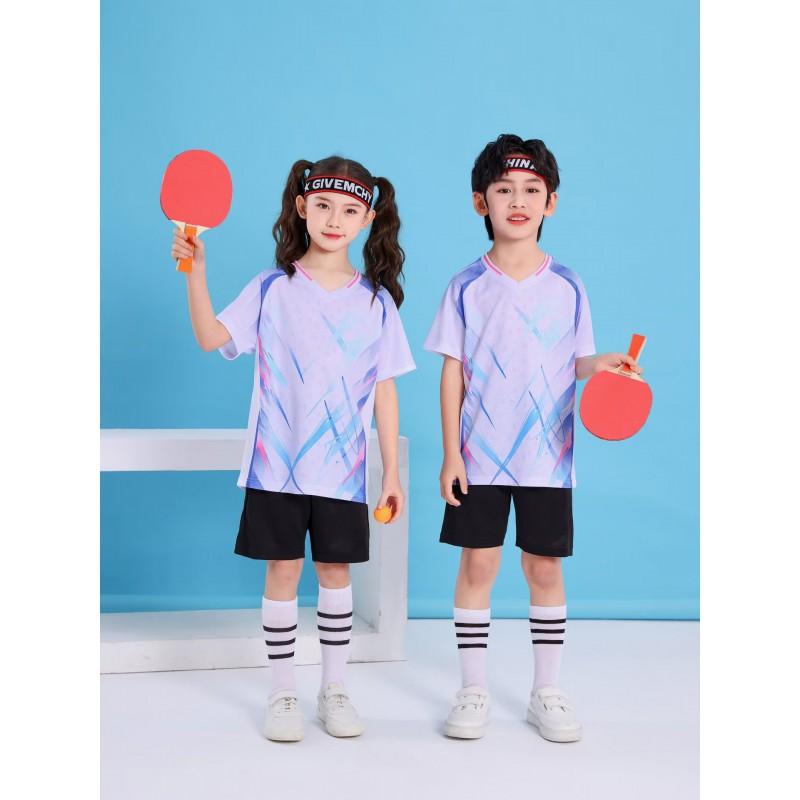 Kids Quick-Dry Badminton Set Short Sleeve Sport Jersey Unisex Tennis Volleyball Training Outfit