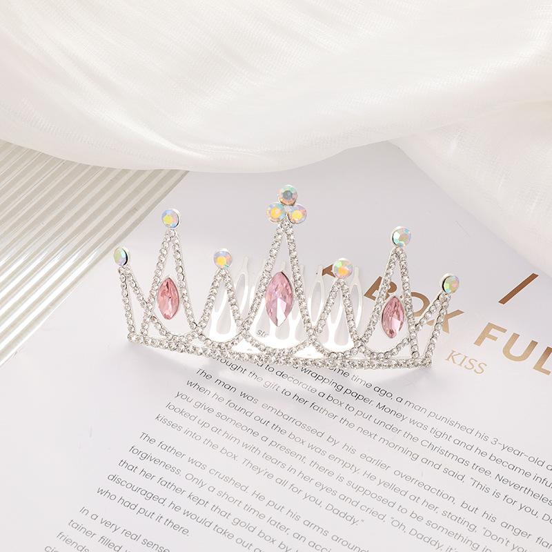 Children's Birthday Crown Hair Comb Princess Fashion Rhinestone Hair Plug Holiday Show Sweet Hairpin Accessories