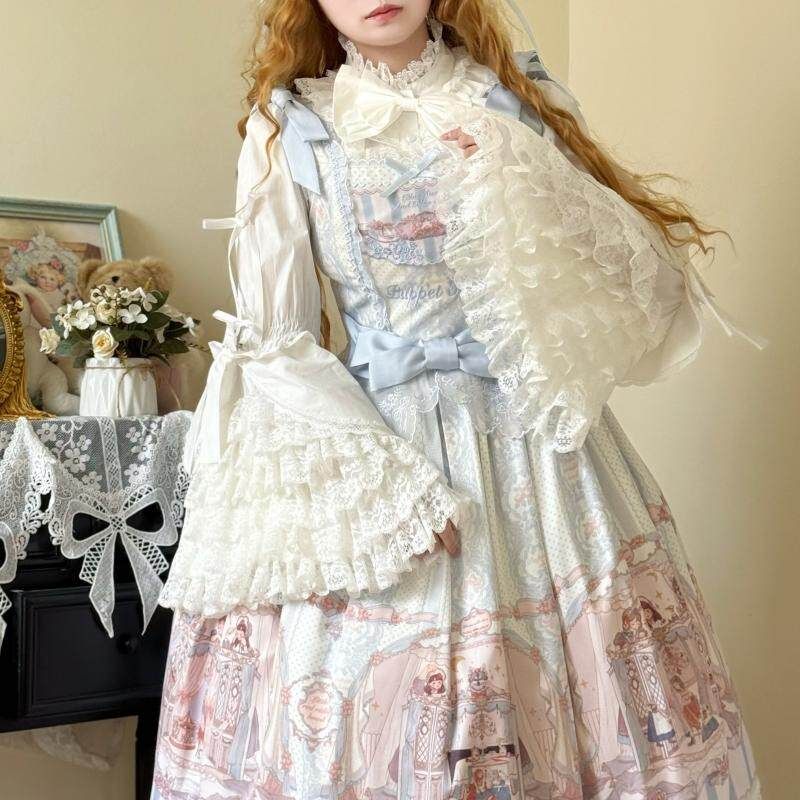Artículos Originales Genuinos Primavera y Otoño Talla Grande Lolita Camisa Manga de Ji Grande con Sensación de Muñeca Elegancia Hermosa Blusa Femenina para Mujeres de Figura Completa