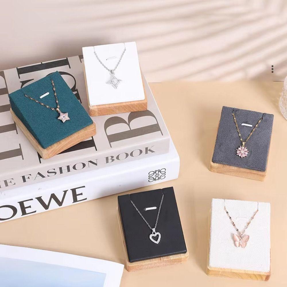 PU Leather/Velvet Wooden Necklace Display Stand Portable Necklace Storage Rack Home