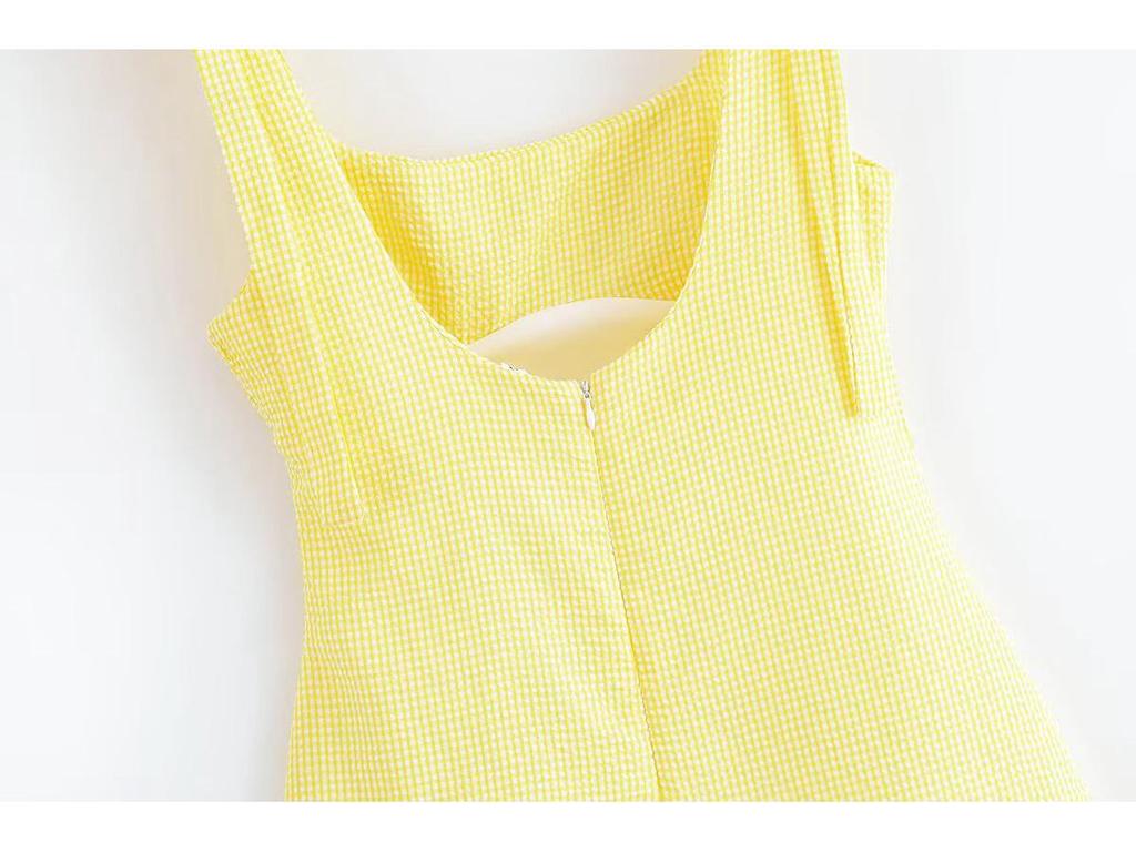 Women's 2025 Summer Plaid Spaghetti Strap Dress