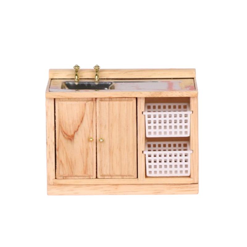 1 Set Miniature European Bedroom Furniture 1:12 Dollhouse Kitchen Scene Cooking Table Sink Cabinet Model Toy Dolls Accessories