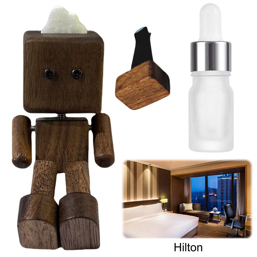 Shaking Wooden Man Fragrance Diffuser Figurine Car Decoration Small Ornaments Leg-swinging Robot Figurine Cute Wood Man Car Goo