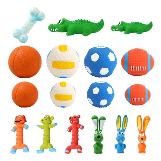 Dogs Rubber Chew Toy Cute Animal Shape Puppy Teething Toy Squeaky Dog Chew Ball with Textured