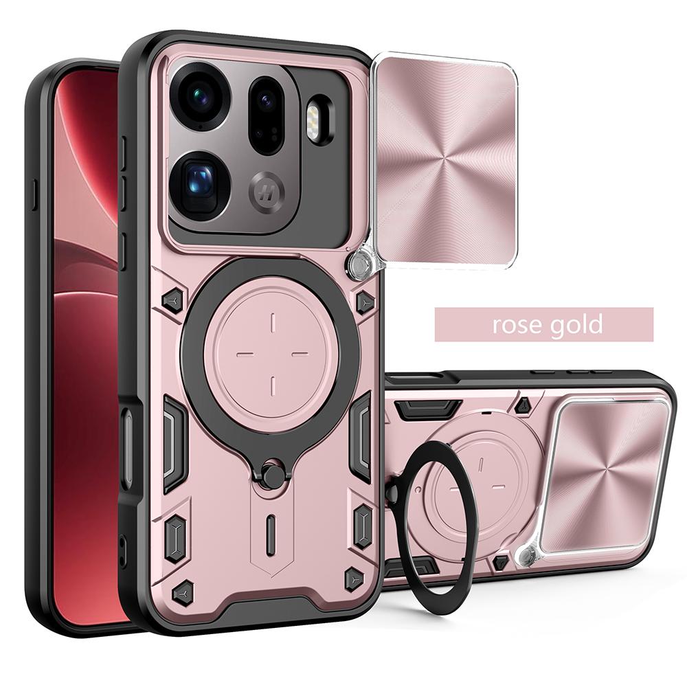 

Слайд Камера Фунда для OPPO Find X9 Pro Чехол Магнитное Кольцо Подставка Защита Чехол для Телефона Капа for OPPO Find X9 Pro розового золота