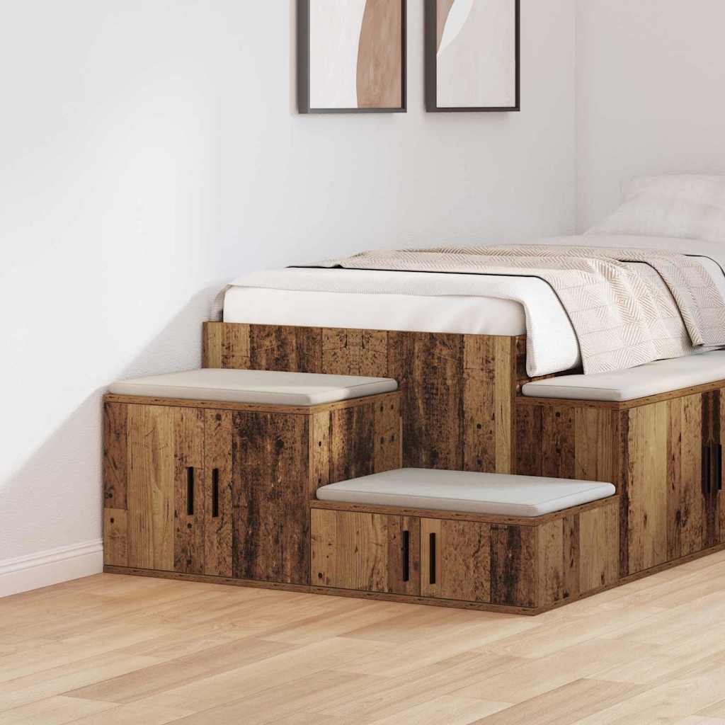 Storage Cabinet 2 pcs Reclaimed Wood Look 103 x 41 x 40 cm