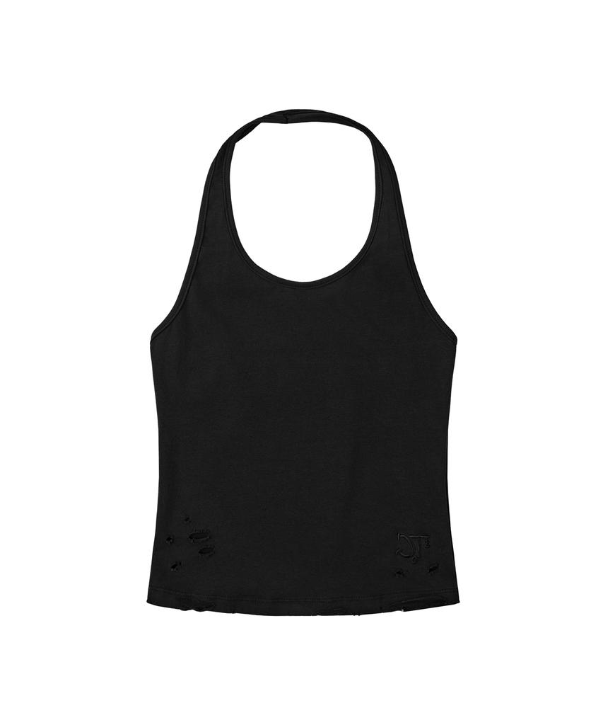 KODEOBEULTEIJI Damaged Halterneck Sleeveless - Black