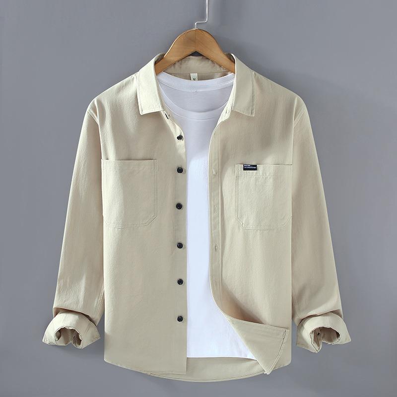 Langärmelige Baumwoll-Freizeit-Locker-Herrenhemdjacke