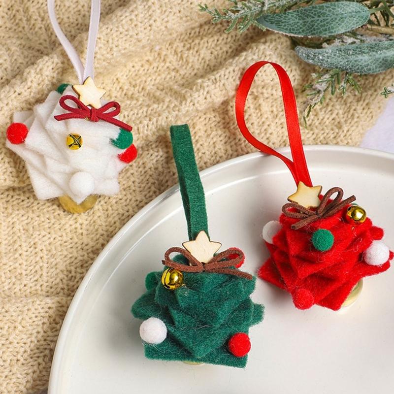 Miniature Christmas Tree Decoration Handmade Tiny Felted Holiday Tree Ornament For Mantels Bedroom Vehicle Interiors