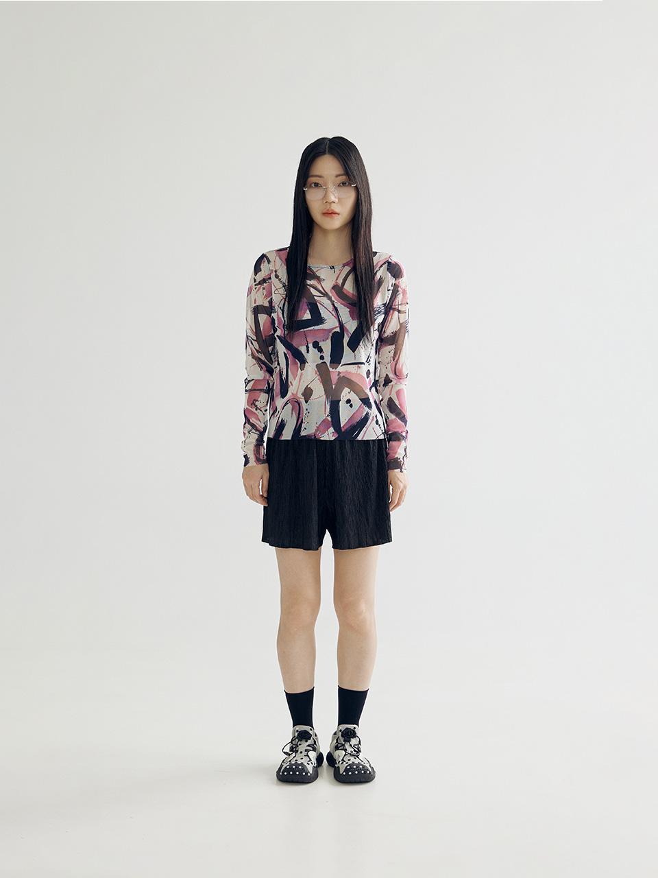 Bomnal Boutique Brush Pattern T-Shirt _ See-Through Pink See-Through Pink/Free